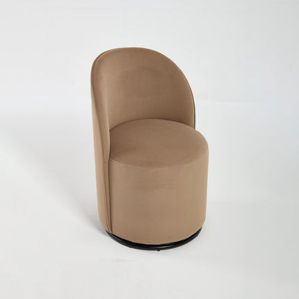 Cream and Black Velvet Curved Back Swivel Dining Arm Chair