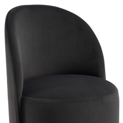 Black Velvet Curved Back Swivel Dining Arm Chair