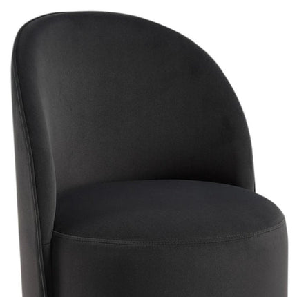 Black Velvet Curved Back Swivel Dining Arm Chair HomeRoots
