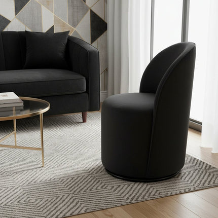 Black Velvet Curved Back Swivel Dining Arm Chair HomeRoots