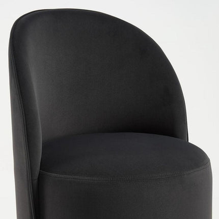 Black Velvet Curved Back Swivel Dining Arm Chair HomeRoots