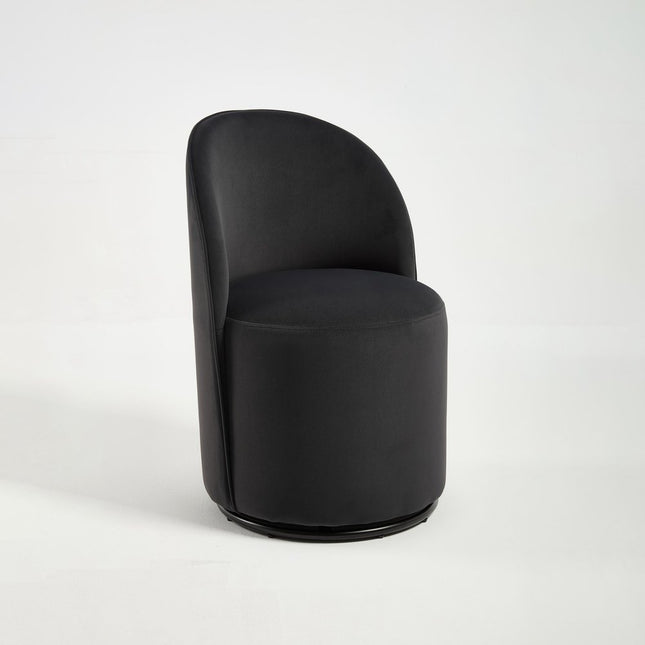 Black Velvet Curved Back Swivel Dining Arm Chair