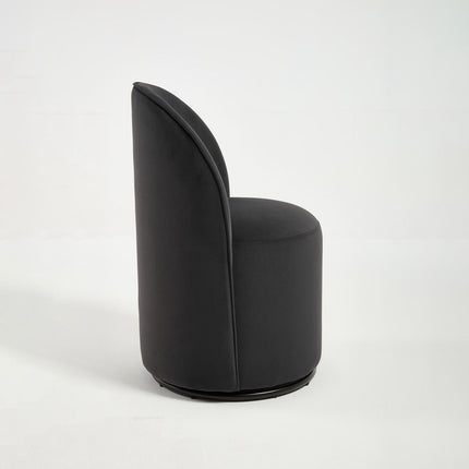 Black Velvet Curved Back Swivel Dining Arm Chair