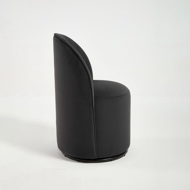 Black Velvet Curved Back Swivel Dining Arm Chair