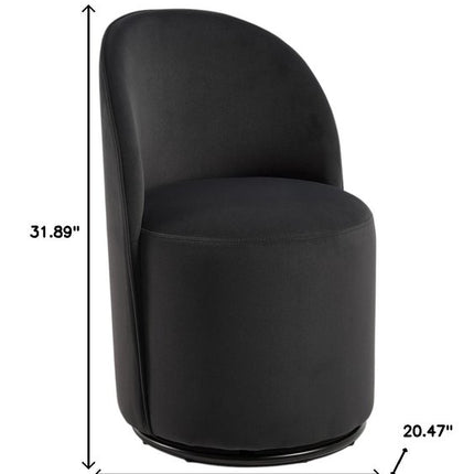 Black Velvet Curved Back Swivel Dining Arm Chair