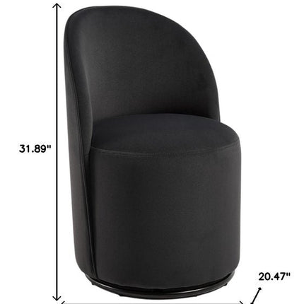 Black Velvet Curved Back Swivel Dining Arm Chair HomeRoots