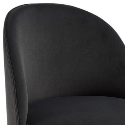 Black Velvet Curved Back Swivel Dining Arm Chair HomeRoots