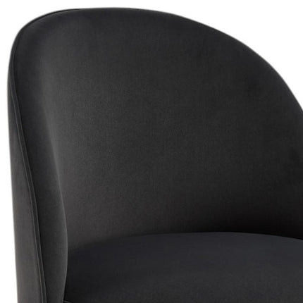 Black Velvet Curved Back Swivel Dining Arm Chair