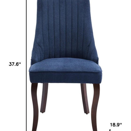 Set of Two Blue and Brown Tufted Dining Side Chairs