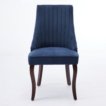 Set of Two Blue and Brown Tufted Dining Side Chairs