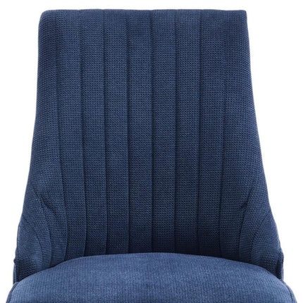 Set of Two Blue and Brown Tufted Dining Side Chairs