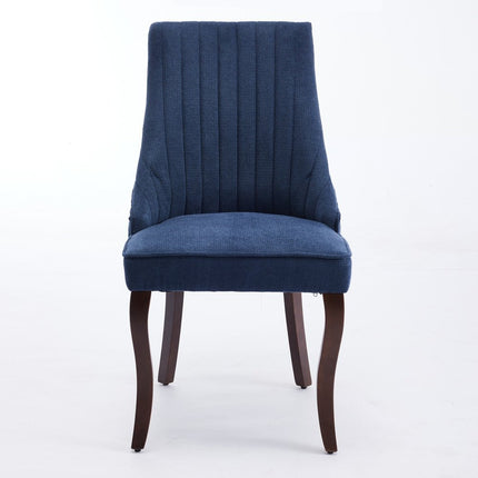 Set of Two Blue and Brown Tufted Dining Side Chairs
