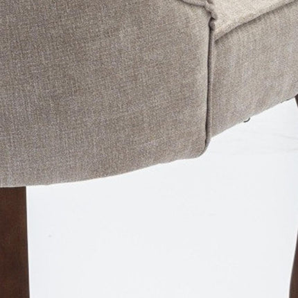 Set of Two Beige and Brown Tufted Dining Side Chairs