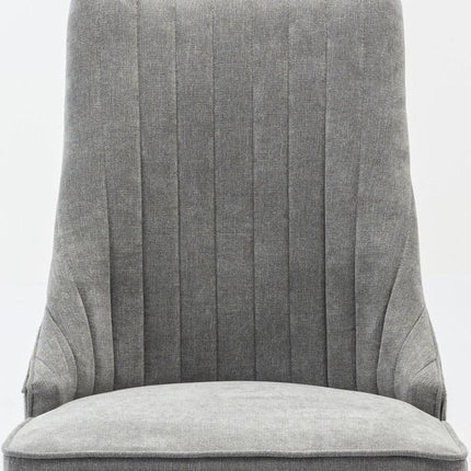 Set of Two Gray and Brown Tufted Dining Side Chairs