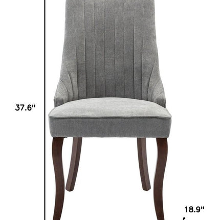 Set of Two Gray and Brown Tufted Dining Side Chairs
