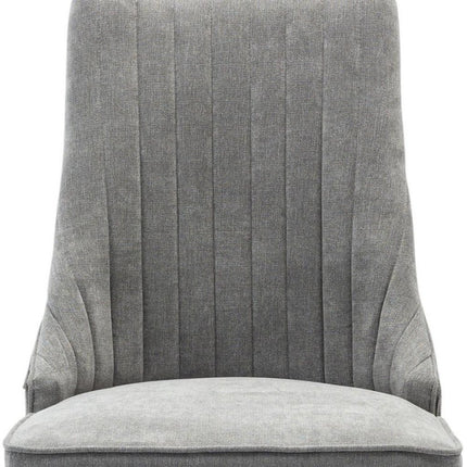 Set of Two Gray and Brown Tufted Dining Side Chairs