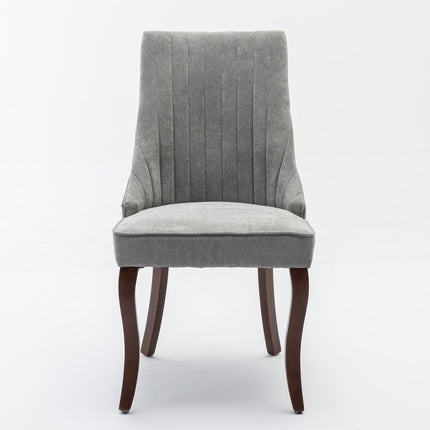 Set of Two Gray and Brown Tufted Dining Side Chairs