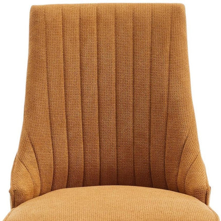 Set of Two Yellow and Brown Tufted Dining Side Chairs
