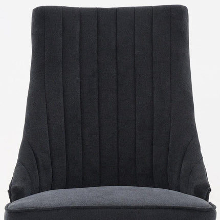 Set of Two Black and Brown Tufted Dining Side Chairs