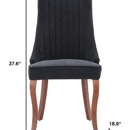 Set of Two Black and Brown Tufted Dining Side Chairs