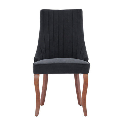 Set of Two Black and Brown Tufted Dining Side Chairs