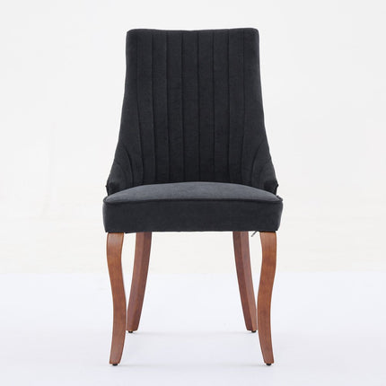 Set of Two Black and Brown Tufted Dining Side Chairs