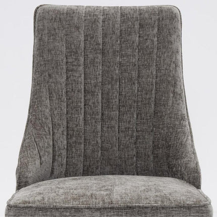 Set of Two Gray and Gold Tufted Dining Side Chairs