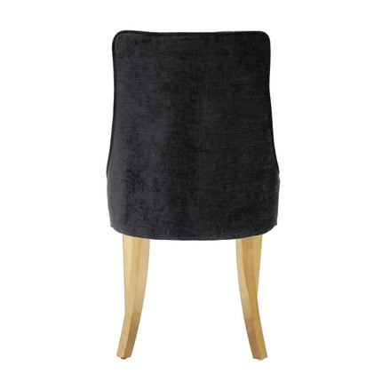 Set of Two Black and Gold Tufted Dining Side Chairs