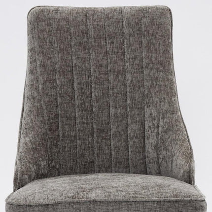 Set of Two Gray and Silver Tufted Dining Side Chairs