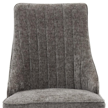Set of Two Gray and Silver Tufted Dining Side Chairs