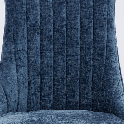 Set of Two Blue and Silver Tufted Dining Side Chairs