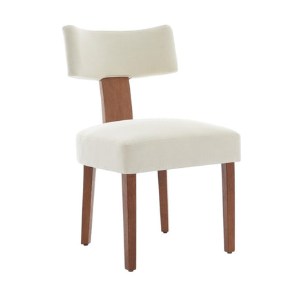 Set of Two Beige and Brown Tufted Dining Side Chairs