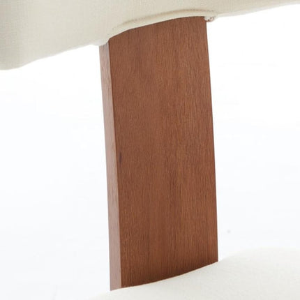Set of Two Beige and Brown Tufted Dining Side Chairs
