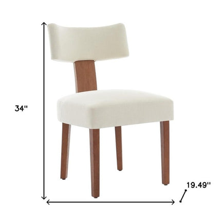 Set of Two Beige and Brown Tufted Dining Side Chairs