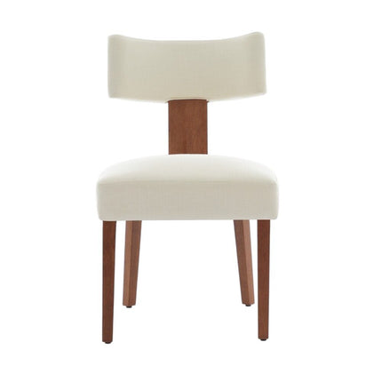 Set of Two Beige and Brown Tufted Dining Side Chairs