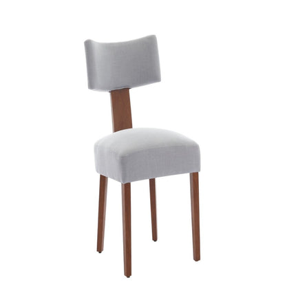 Set of Two Gray and Brown Tufted Dining Side Chairs
