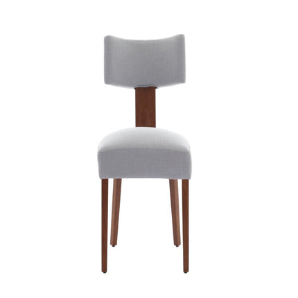 Set of Two Gray and Brown Tufted Dining Side Chairs
