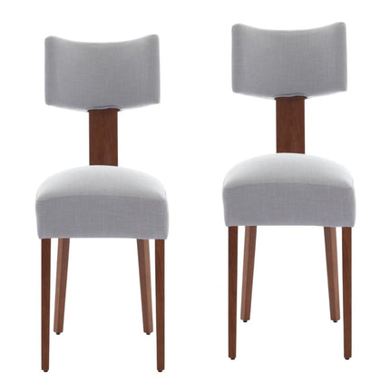 Set of Two Gray and Brown Tufted Dining Side Chairs