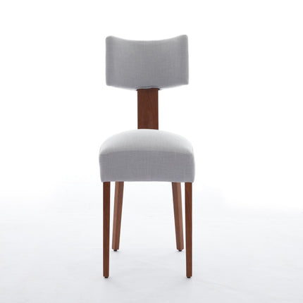 Set of Two Gray and Brown Tufted Dining Side Chairs
