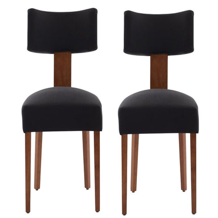 Set of Two Black and Brown Tufted Dining Side Chairs