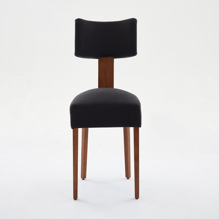 Set of Two Black and Brown Tufted Dining Side Chairs