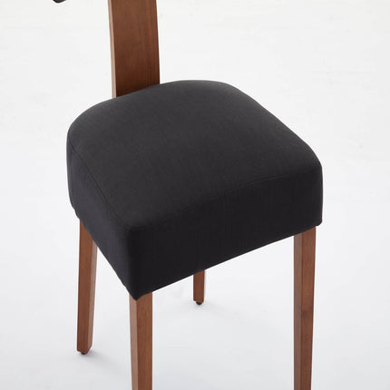 Set of Two Black and Brown Tufted Dining Side Chairs