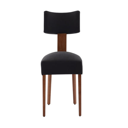 Set of Two Black and Brown Tufted Dining Side Chairs