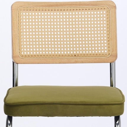 Set of Two Green Silver and Gold Tufted Velvet Dining Side Chairs