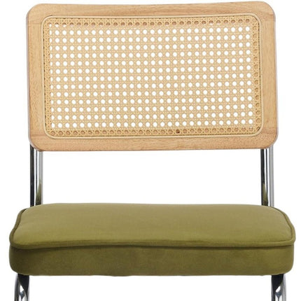 Set of Two Green Silver and Gold Tufted Velvet Dining Side Chairs