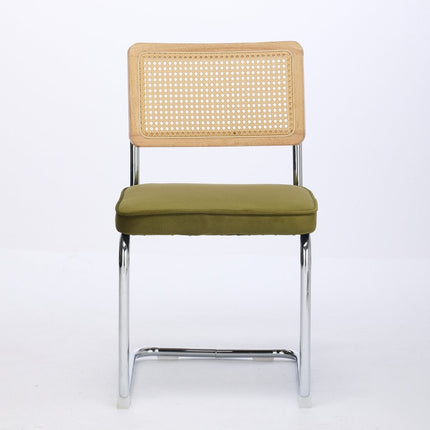 Set of Two Green Silver and Gold Tufted Velvet Dining Side Chairs
