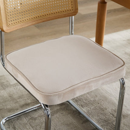 Set of Two Beige and Silver Tufted Velvet Dining Side Chairs