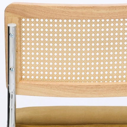 Set of Two Gold and Silver Tufted Velvet Dining Side Chairs