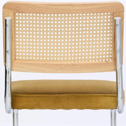 Set of Two Gold and Silver Tufted Velvet Dining Side Chairs
