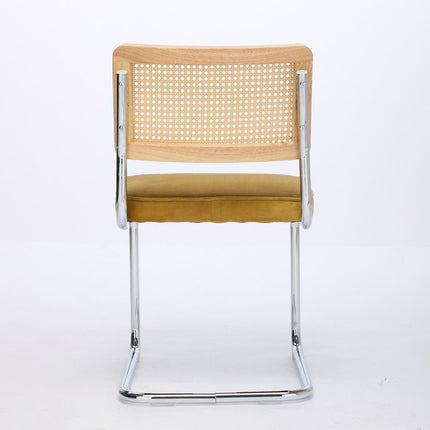 Set of Two Gold and Silver Tufted Velvet Dining Side Chairs